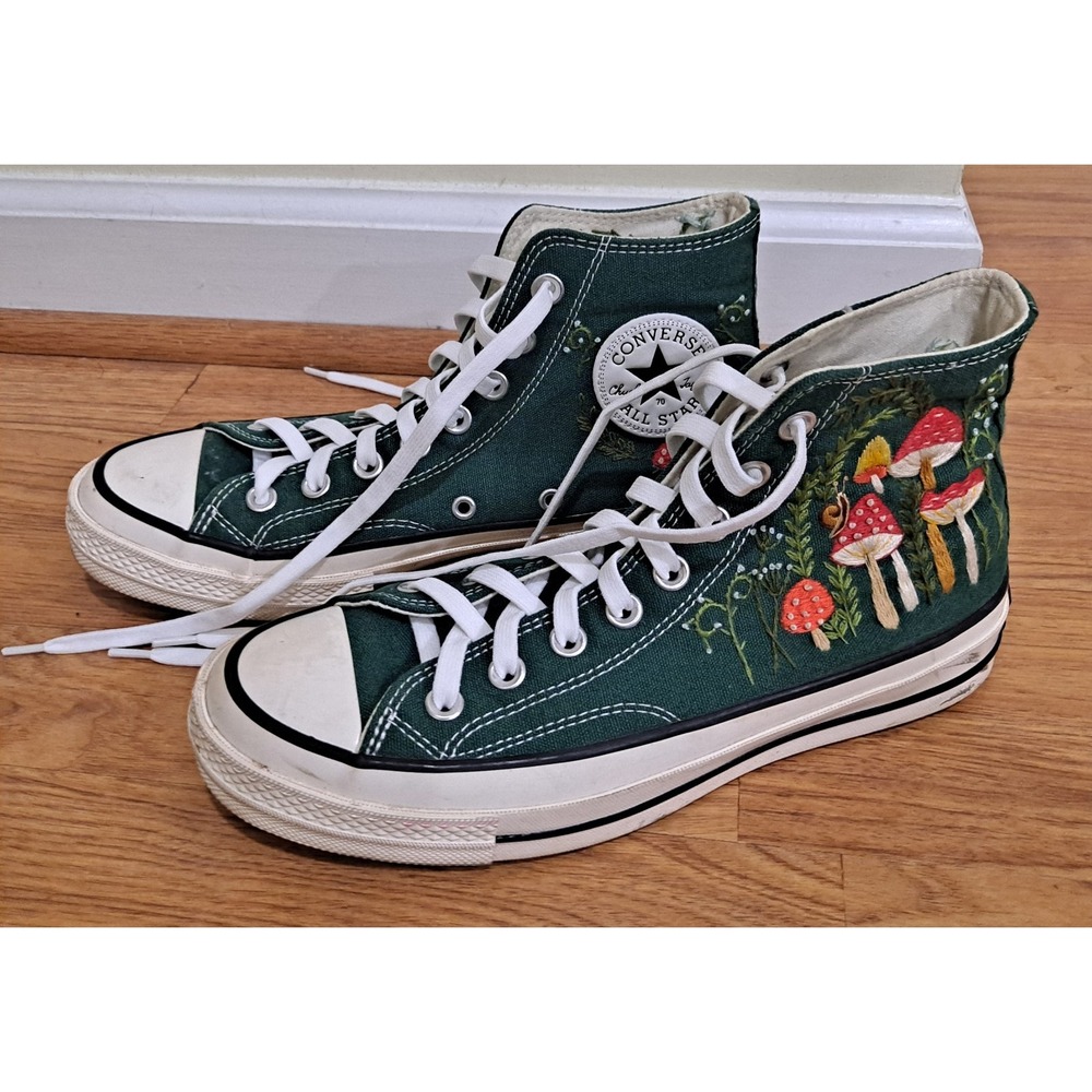 Converse Chuck 70 High Top Midnight Clover Green Embroidered Mushrooms 168508C